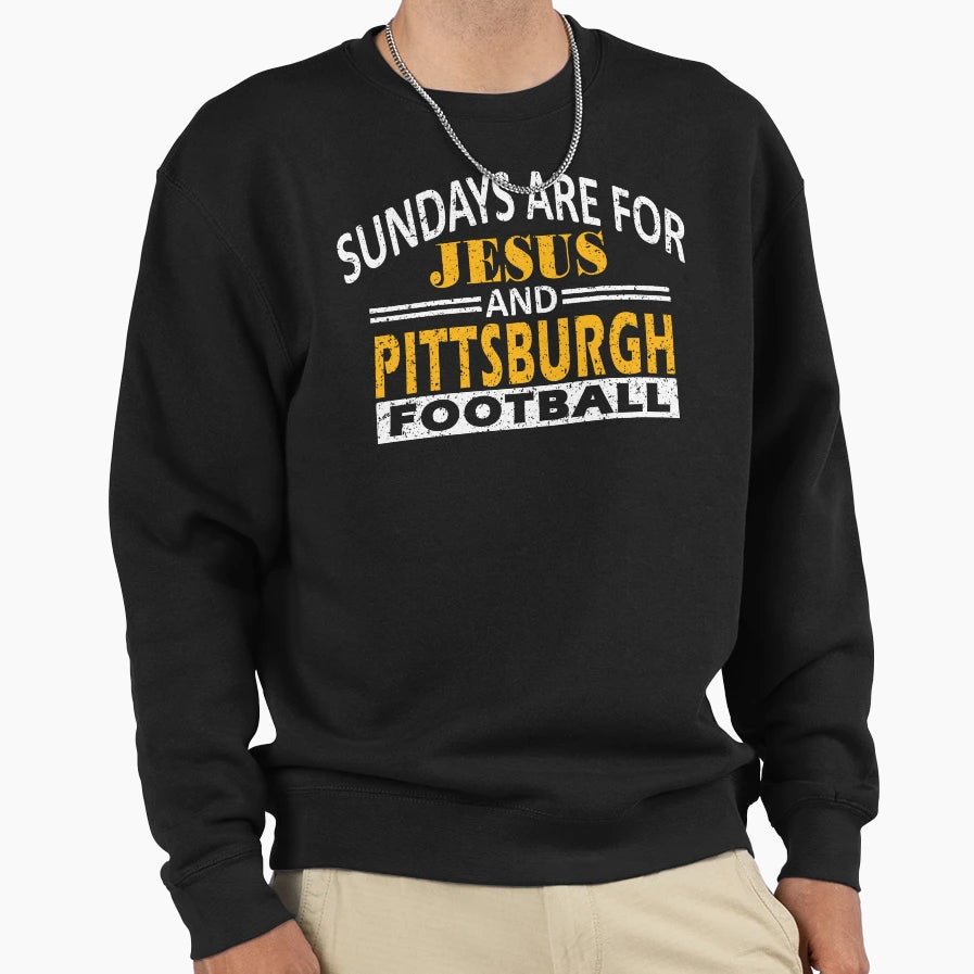 Pittsburgh Pro Football And Jesus Sweatshirt - Minimalist Print Men Women - T-Shirt, Sweatshirt, Hoodie