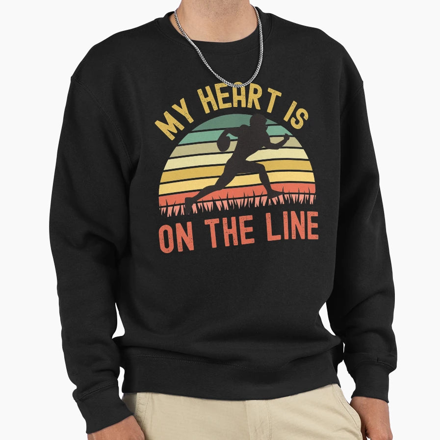 My Heart Is Line Football Offense Sweatshirt - Custom Art Print for Adults - T-Shirt, Sweatshirt, Hoodie