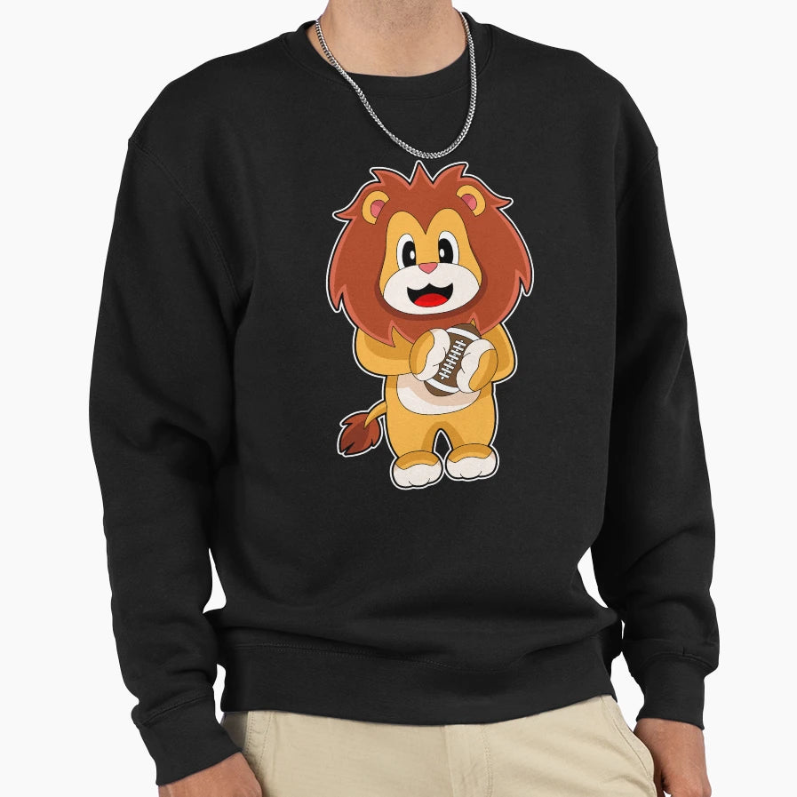 Lion American Football Sports Sweatshirt - Fun Novelty Design Men Women - T-Shirt, Sweatshirt, Hoodie