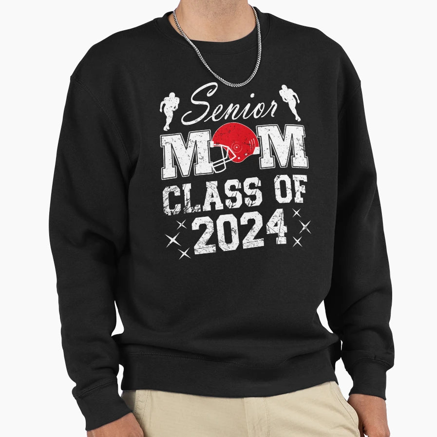 Senior Mom Class 2024 Soccer Mom Sweatshirt - Unique Graphic for Adults - T-Shirt, Sweatshirt, Hoodie