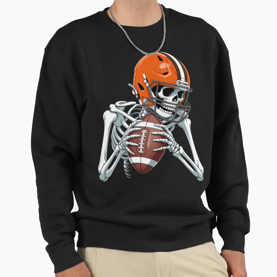 Skeleton Football Halloween Funny Sweatshirt - Aesthetic Graphic Unisex - T-Shirt, Sweatshirt, Hoodie