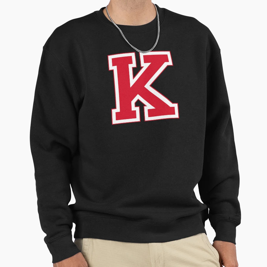 Red Varsity Letter K Sweatshirt - Graphic Print for Adults - T-Shirt, Sweatshirt, Hoodie