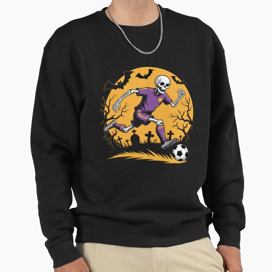 Soccer Skeleton Halloween Football Sweatshirt - Streetwear Style Unisex - T-Shirt, Sweatshirt, Hoodie
