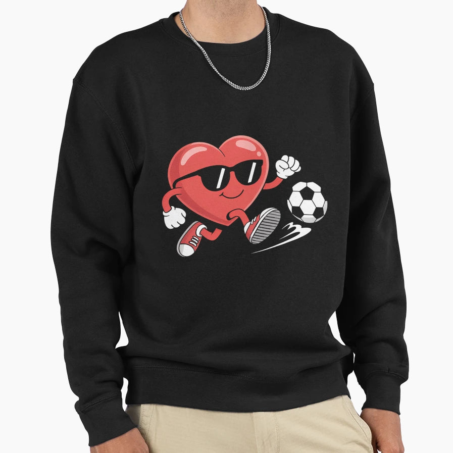 Heart Playing Soccer Valentines Day Sweatshirt - Trendy Graphic Men Women - T-Shirt, Sweatshirt, Hoodie