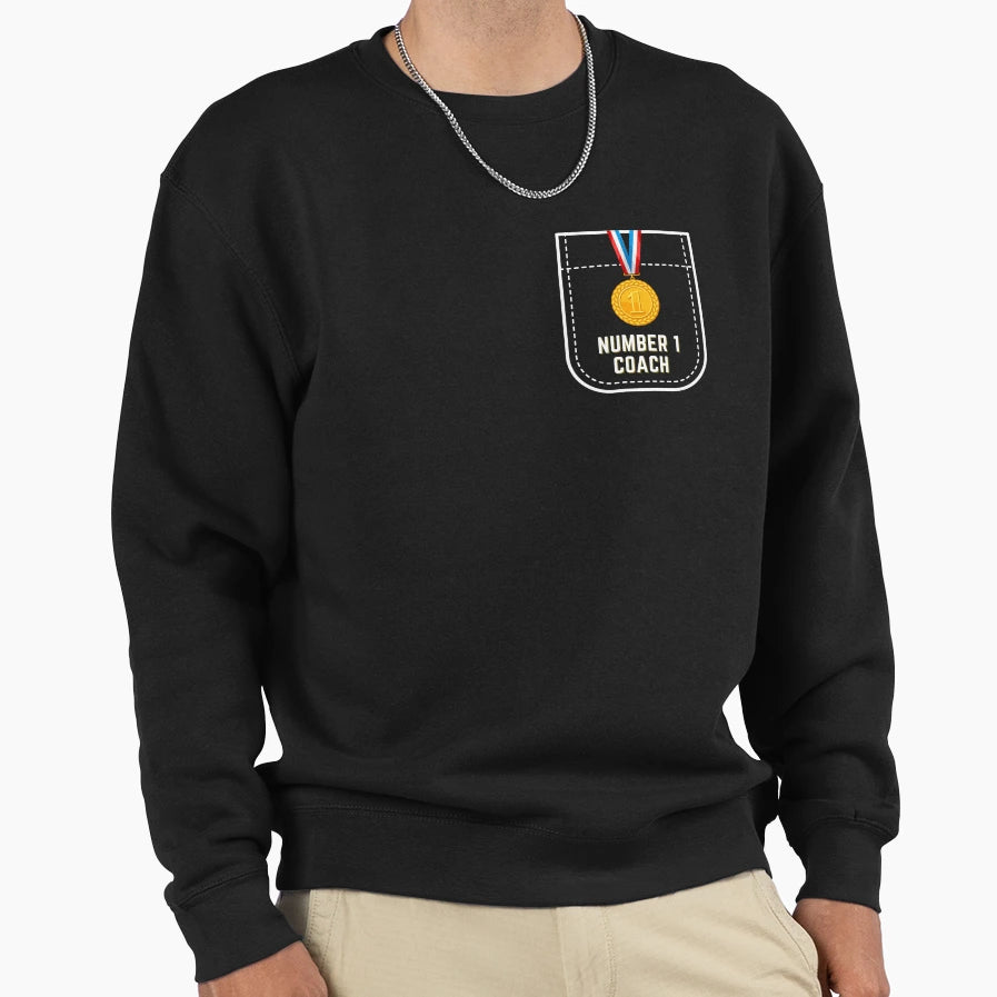 Number 1 Coach Medal Sweatshirt - Aesthetic Graphic for Adults - T-Shirt, Sweatshirt, Hoodie