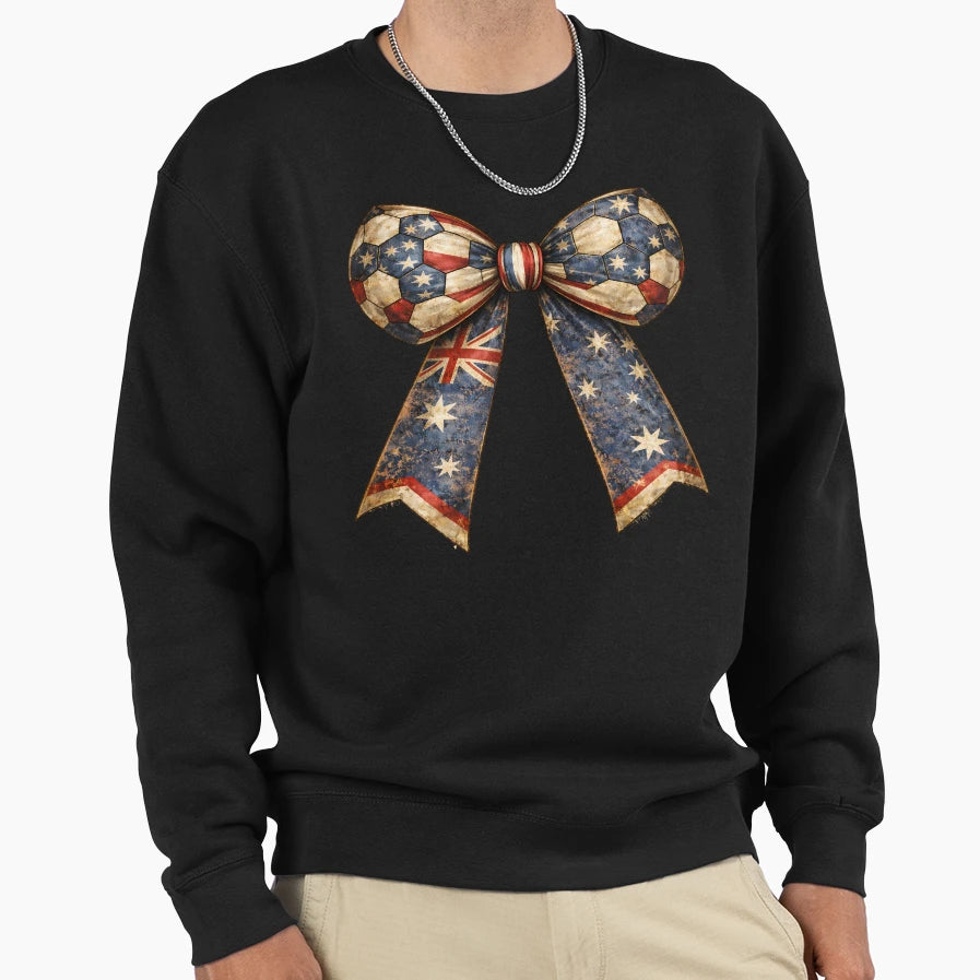 Australia Patriotic Coquette Soccer Bow Sweatshirt - Unique Graphic Unisex - T-Shirt, Sweatshirt, Hoodie