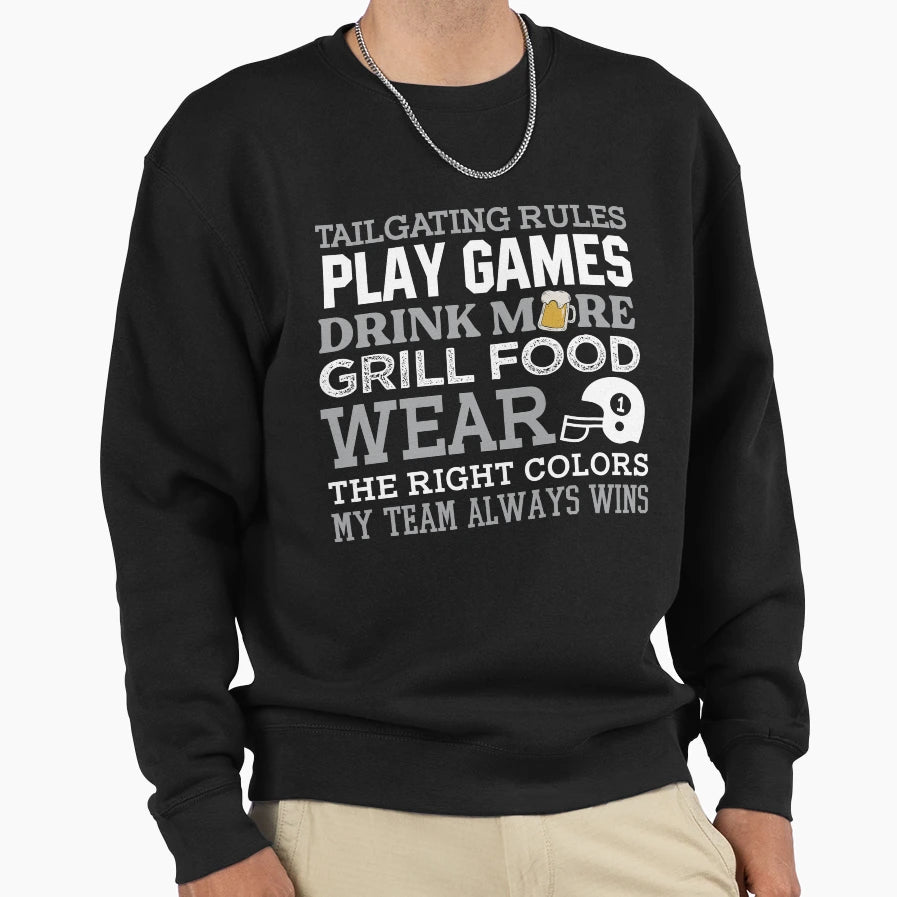 Football Tailgating Rules Funny Play T-Shirt - Custom Art Print Unisex - T-Shirt, Sweatshirt, Hoodie