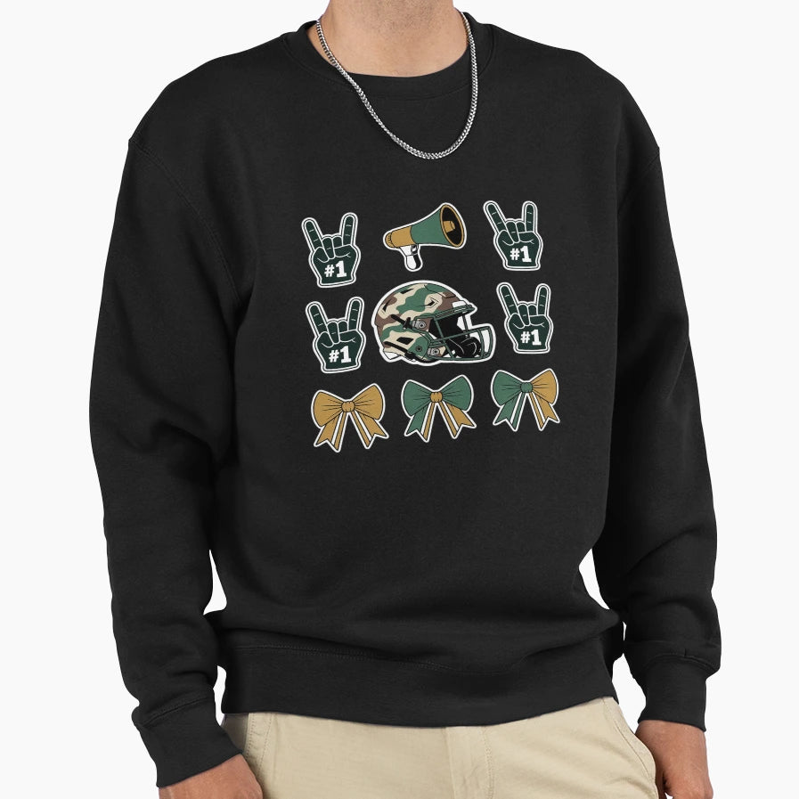 Camo Football Coquette Bow Football Sweatshirt - Trendy Graphic Men Women - T-Shirt, Sweatshirt, Hoodie