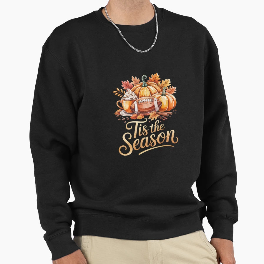 Pumpkin Spice Football Tis Season Sweatshirt - Custom Art Print Men Women - T-Shirt, Sweatshirt, Hoodie