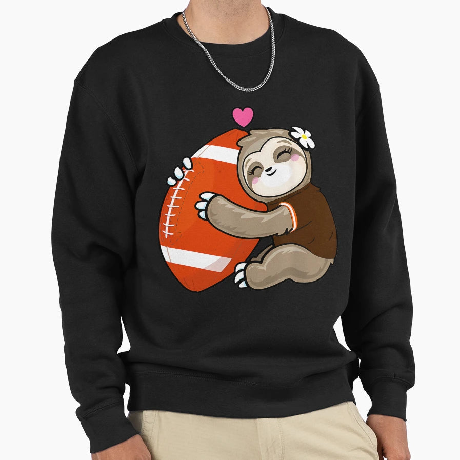 Football Sloth Love Cleveland Sweatshirt - Fun Novelty Design for Adults - T-Shirt, Sweatshirt, Hoodie