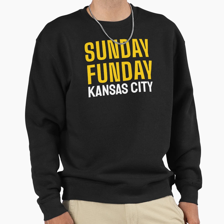 Sunday Funday Kansas City Football Sweatshirt - Custom Art Print Men Women - T-Shirt, Sweatshirt, Hoodie