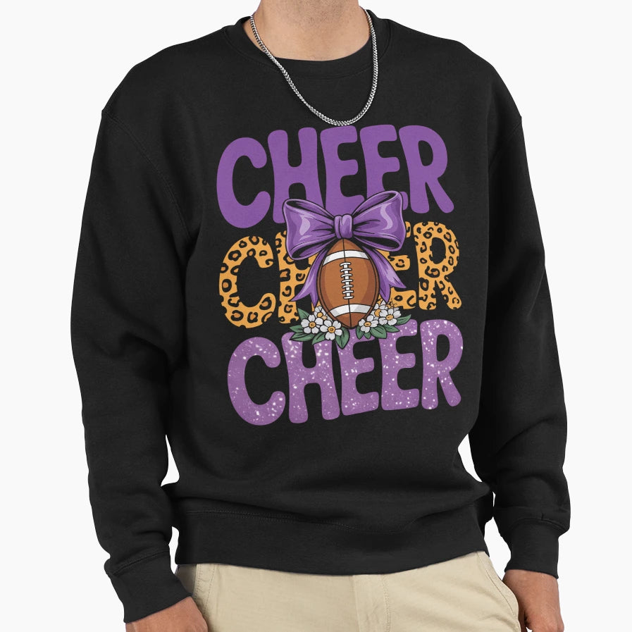 Coquette Cheer Bow Sport Leopard Sweatshirt - Aesthetic Graphic Unisex - T-Shirt, Sweatshirt, Hoodie