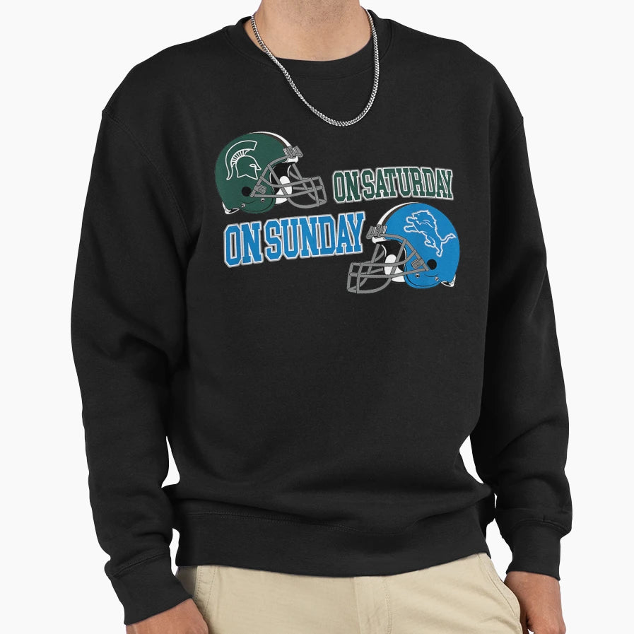 Spartan Saturday Lion Sunday Sweatshirt - Fun Novelty Design for Adults - T-Shirt, Sweatshirt, Hoodie