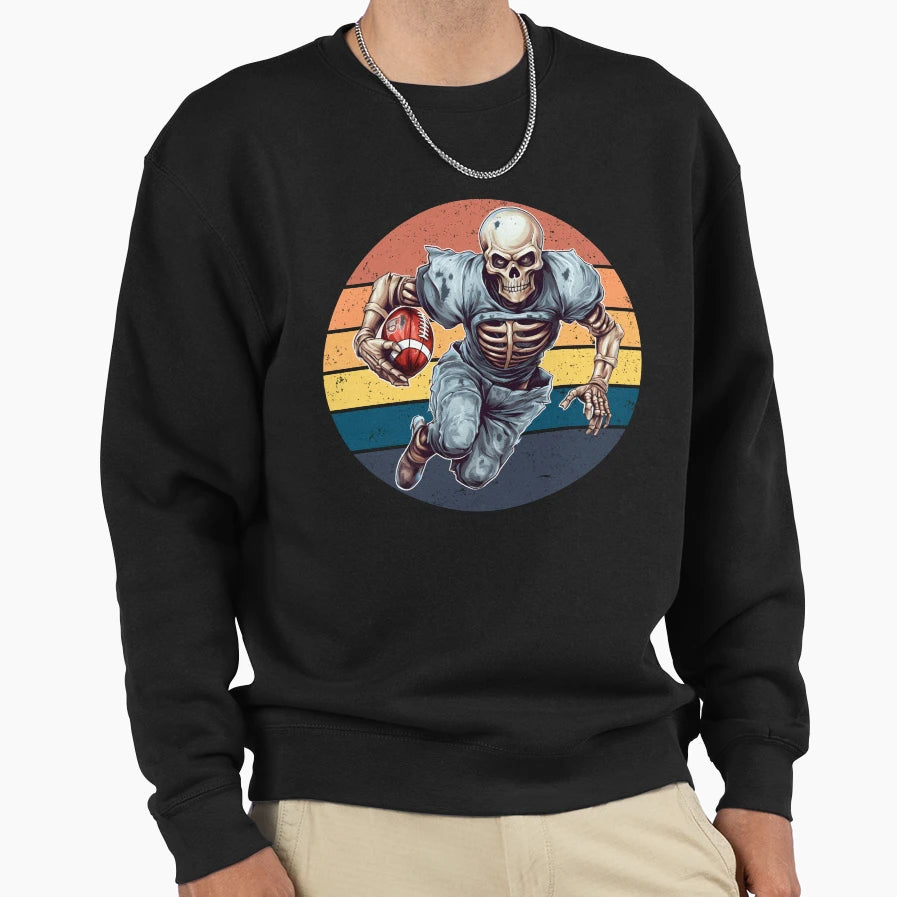 Skeleton Football Player Skeleton Sweatshirt - Unique Graphic for Adults - T-Shirt, Sweatshirt, Hoodie