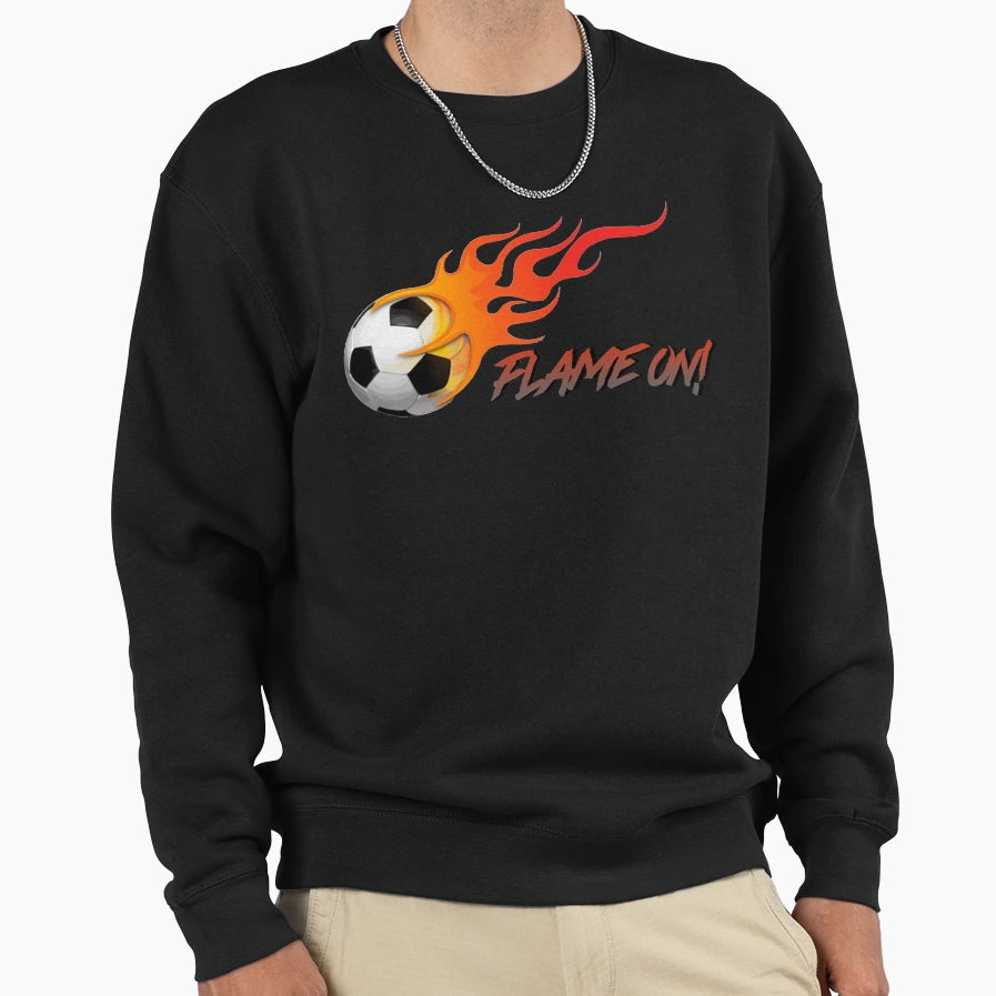 Flame Soccer Ball Sweatshirt - Novelty Apparel for Adults - T-Shirt, Sweatshirt, Hoodie