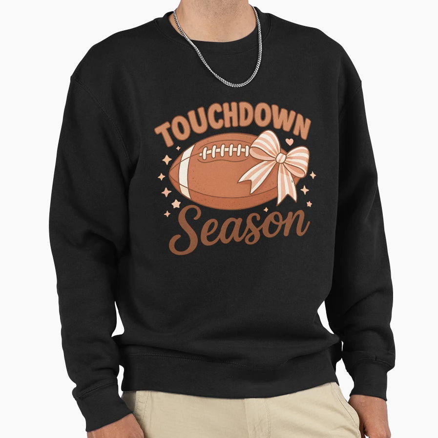 Touchdown Season Football Aesthetic Bow Sweatshirt - Trendy Graphic Unisex - T-Shirt, Sweatshirt, Hoodie