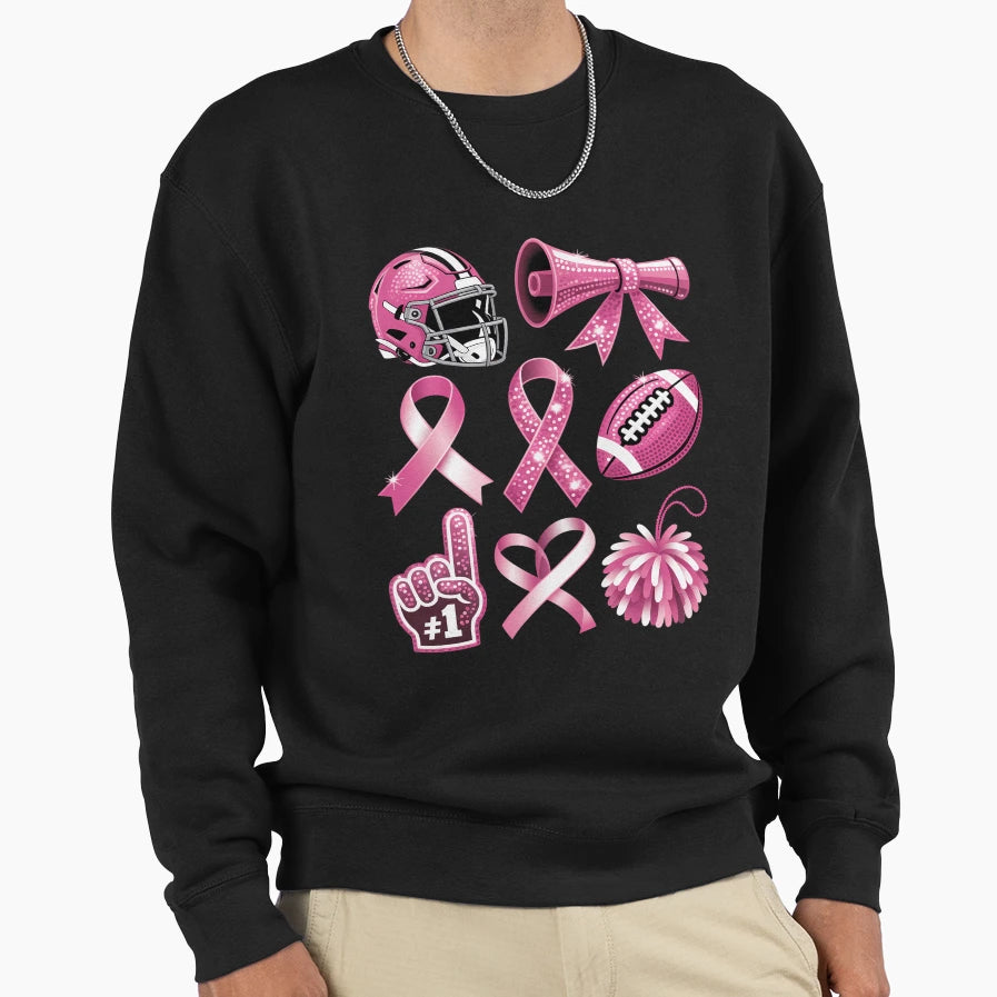 Ribbon Football Breast Cancer Sweatshirt - Novelty Apparel for Adults - T-Shirt, Sweatshirt, Hoodie
