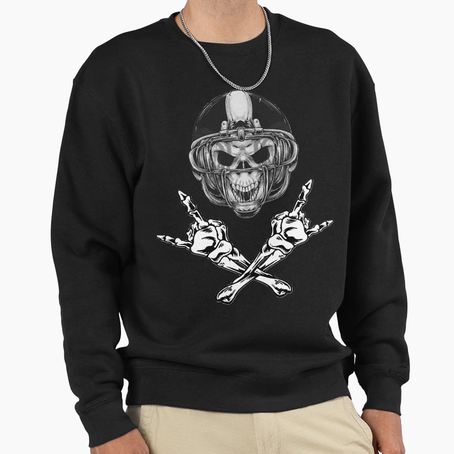 Football Helmet Skeleton Skull Head Sweatshirt - Graphic Print Men Women - T-Shirt, Sweatshirt, Hoodie