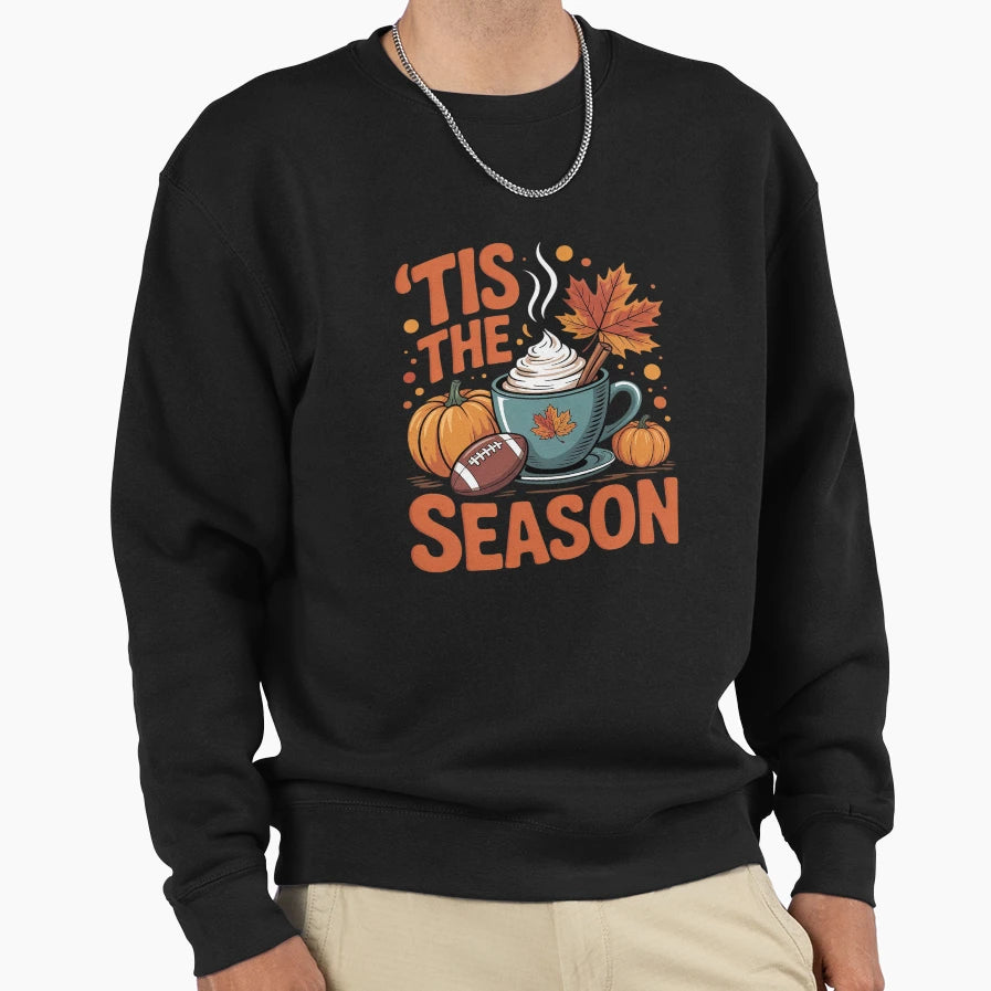 Tis Season Pumpkin Leaf Latte Sweatshirt - Casual Everyday Wear for Adults - T-Shirt, Sweatshirt, Hoodie