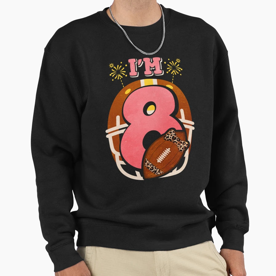 American Football Birthday 8 T-Shirt - Minimalist Print Unisex - T-Shirt, Sweatshirt, Hoodie