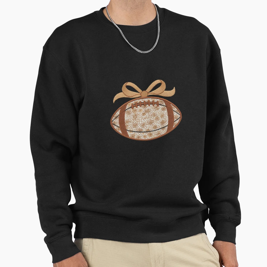 Floral Football Coquette Bow Game Day Sweatshirt - Custom Art Print Unisex - T-Shirt, Sweatshirt, Hoodie