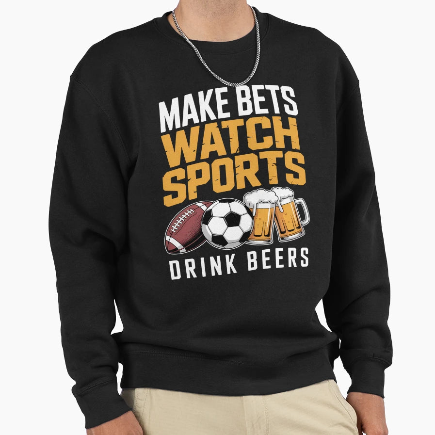 Sport Lovers Funny Drinking Beers Sweatshirt - Graphic Print Men Women - T-Shirt, Sweatshirt, Hoodie
