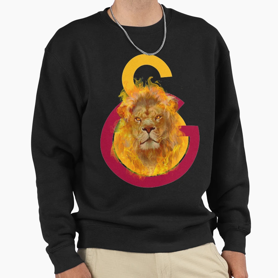 Galatasaray Aslan Fire Sweatshirt - Custom Art Print Men Women - T-Shirt, Sweatshirt, Hoodie