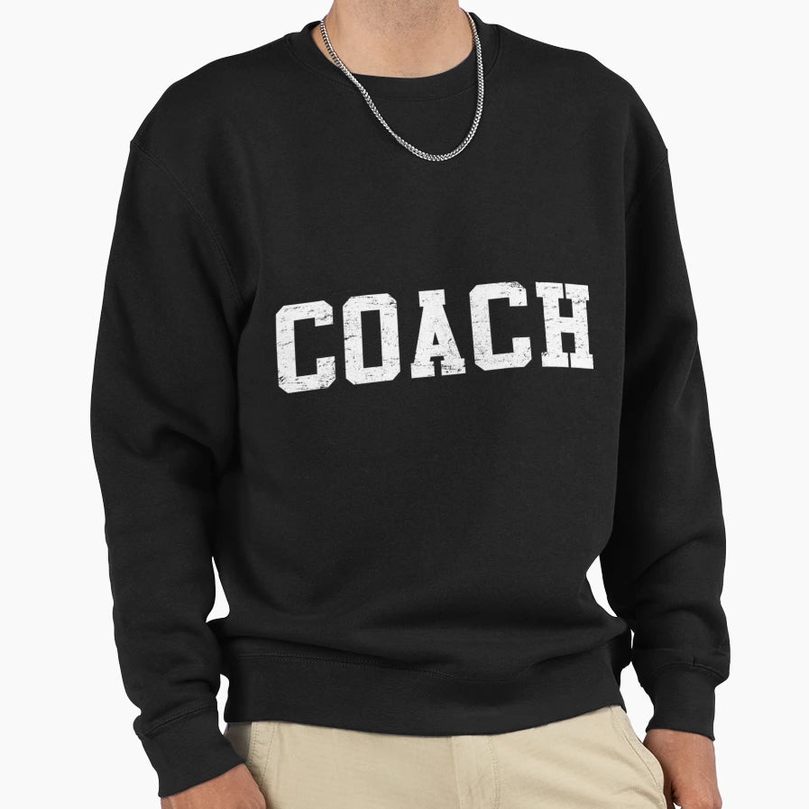 Coach Distressed Sports Team Sweatshirt - Aesthetic Graphic for Adults - T-Shirt, Sweatshirt, Hoodie
