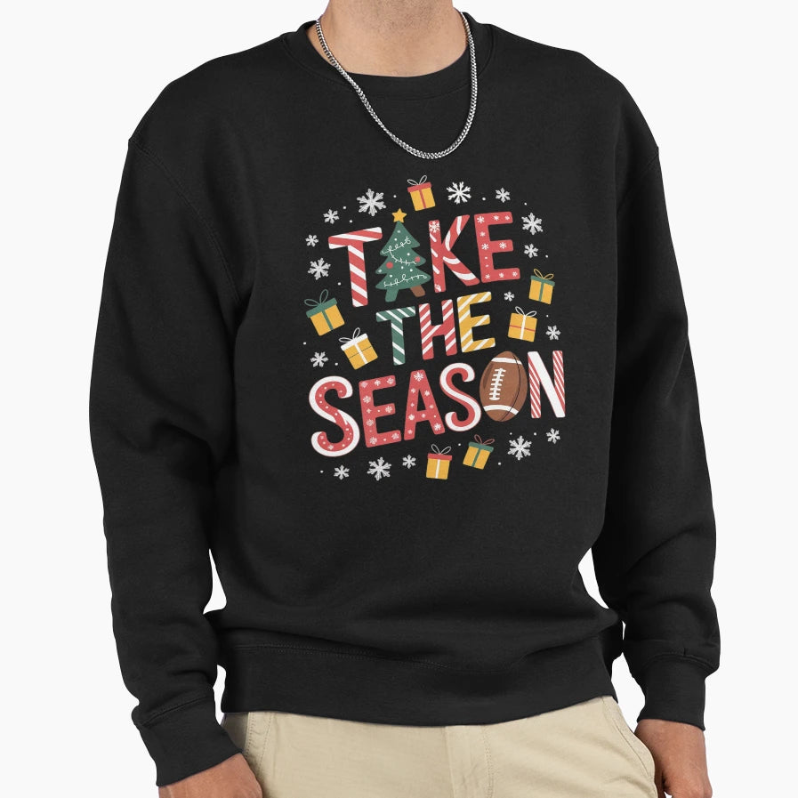 Tis Season Football Tree Coffee Sweatshirt - Minimalist Print Men Women - T-Shirt, Sweatshirt, Hoodie