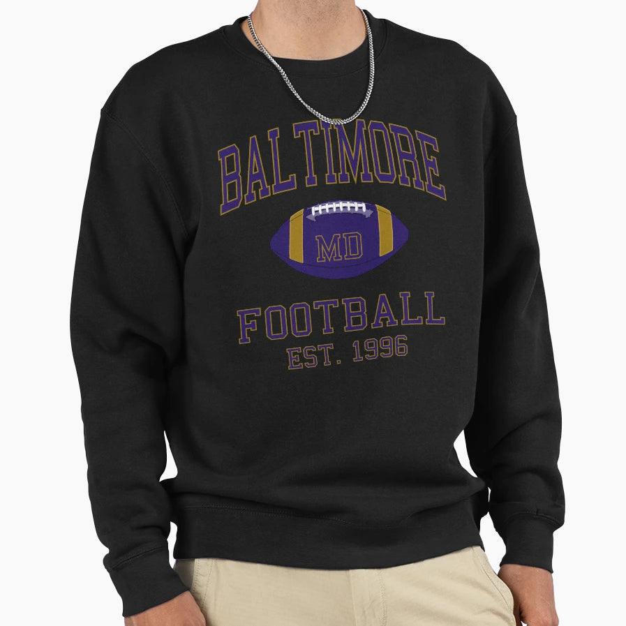 Baltimore Football Sweatshirt - Minimalist Print Men Women - T-Shirt, Sweatshirt, Hoodie