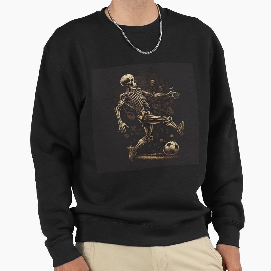 Skeleton Soccer Player Football Funny Sweatshirt - Trendy Graphic Unisex - T-Shirt, Sweatshirt, Hoodie