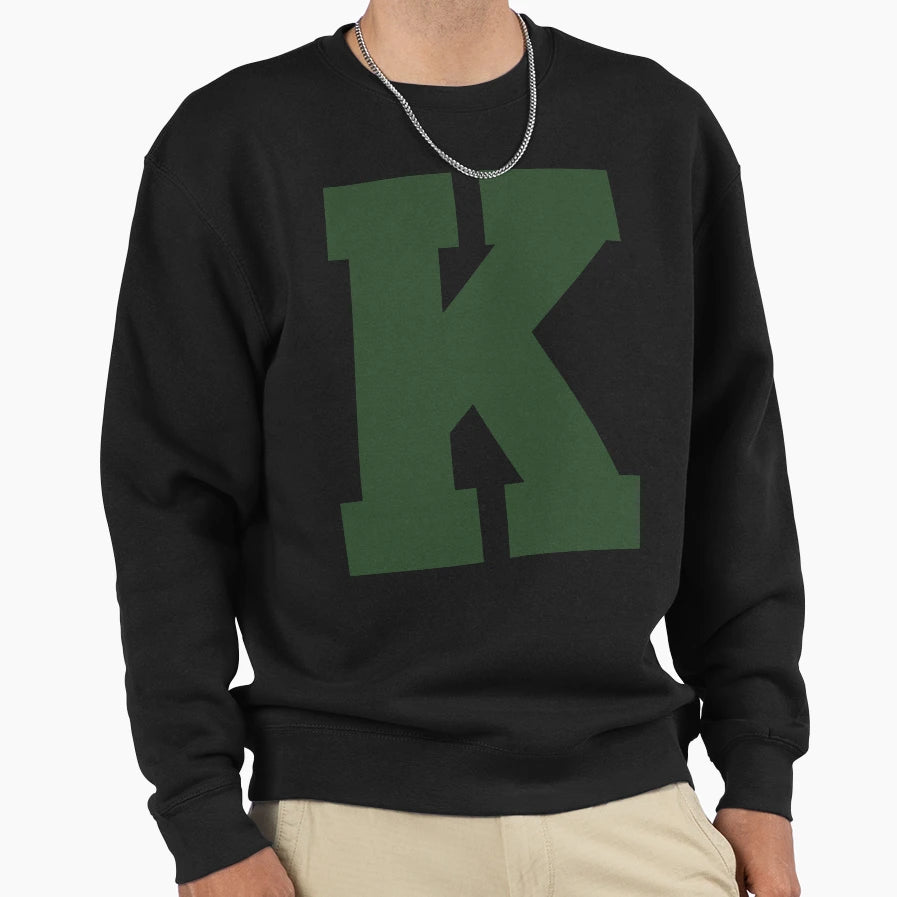 Alphabet Green K Sports Sweatshirt - Casual Everyday Wear for Adults - T-Shirt, Sweatshirt, Hoodie