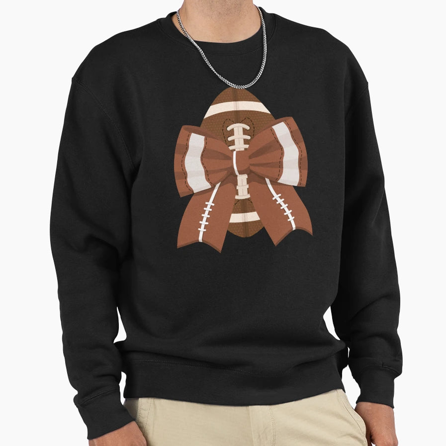 American Football Ball And Bow Sweatshirt - Fun Novelty Design Men Women - T-Shirt, Sweatshirt, Hoodie