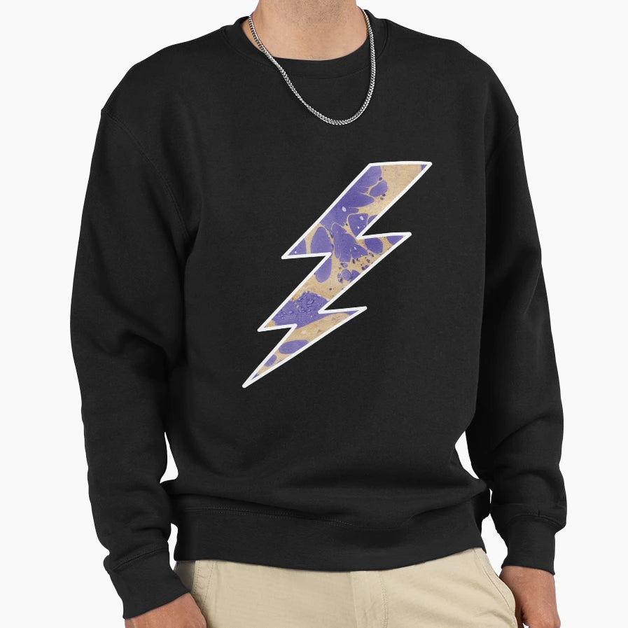 Purple And Gold Lightning Bolt Sweatshirt - Fun Novelty Design Unisex - T-Shirt, Sweatshirt, Hoodie