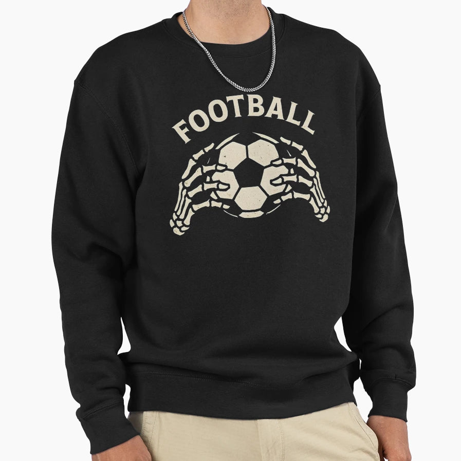 Football Skull Hands Holding Sweatshirt - Casual Everyday Wear for Adults - T-Shirt, Sweatshirt, Hoodie