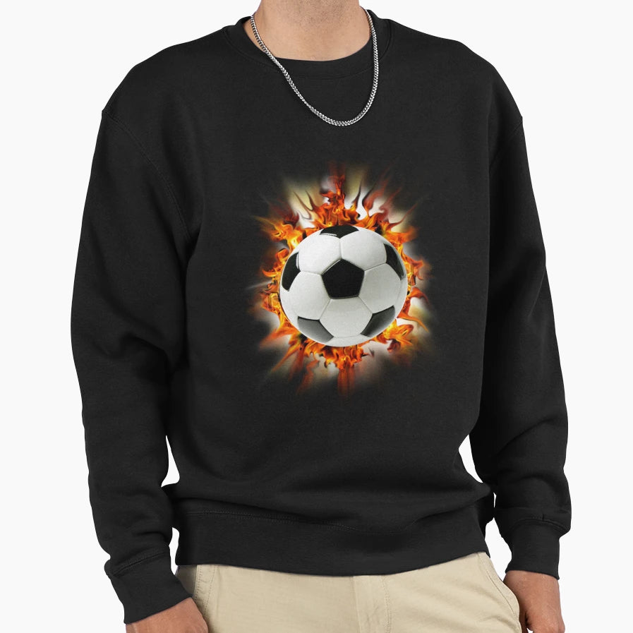 Flaming Soccer Ball T-Shirt - Custom Art Print Unisex - T-Shirt, Sweatshirt, Hoodie