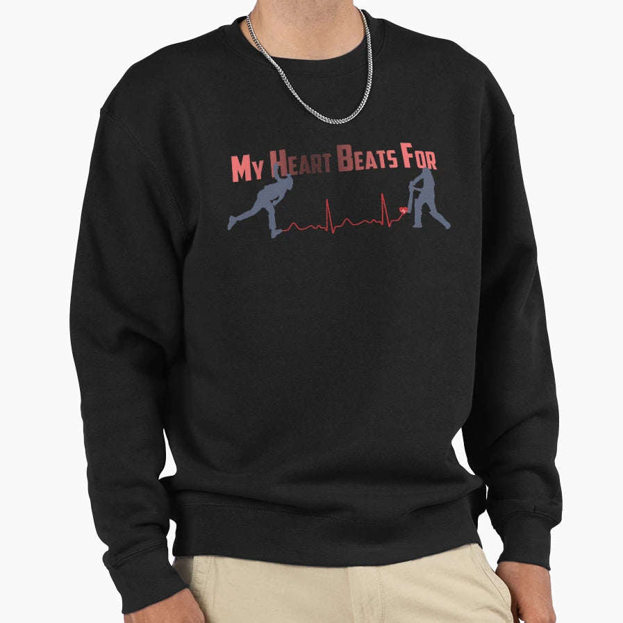 My Heart Beats Cricket Sweatshirt - Minimalist Print Unisex - T-Shirt, Sweatshirt, Hoodie