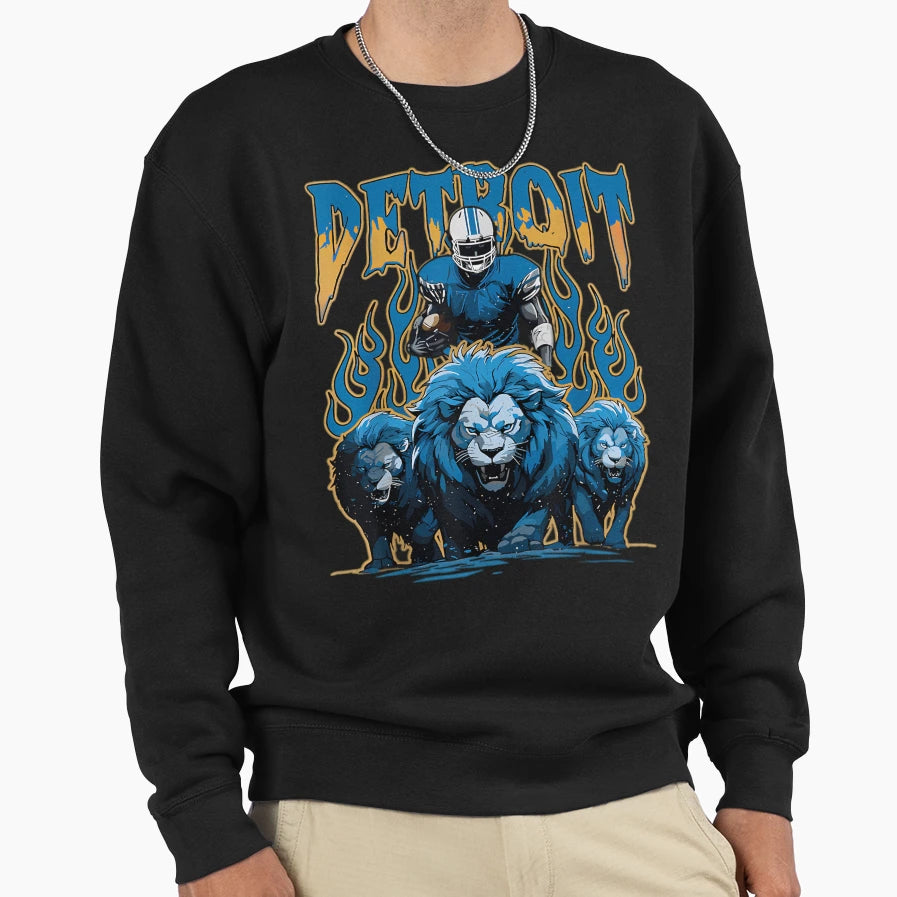 Detroit Lions Fearless Pride Flames Sweatshirt - Graphic Print Men Women - T-Shirt, Sweatshirt, Hoodie