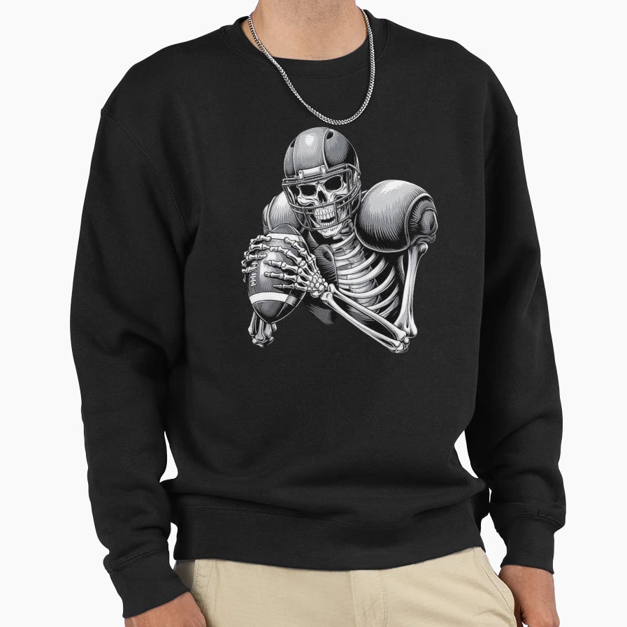 Football Skeleton Warrior Sweatshirt - Casual Everyday Wear Men Women - T-Shirt, Sweatshirt, Hoodie