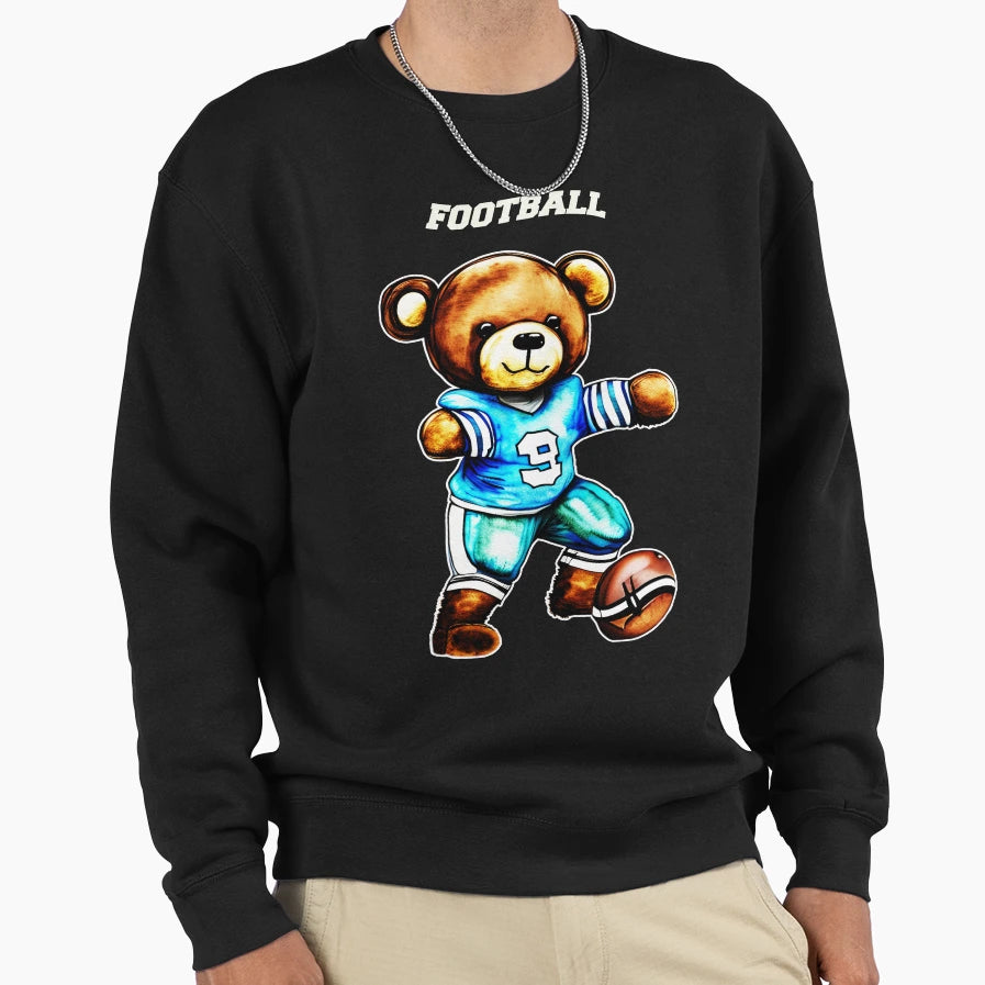 Football Player Bear Sweatshirt - Novelty Apparel Men Women - T-Shirt, Sweatshirt, Hoodie