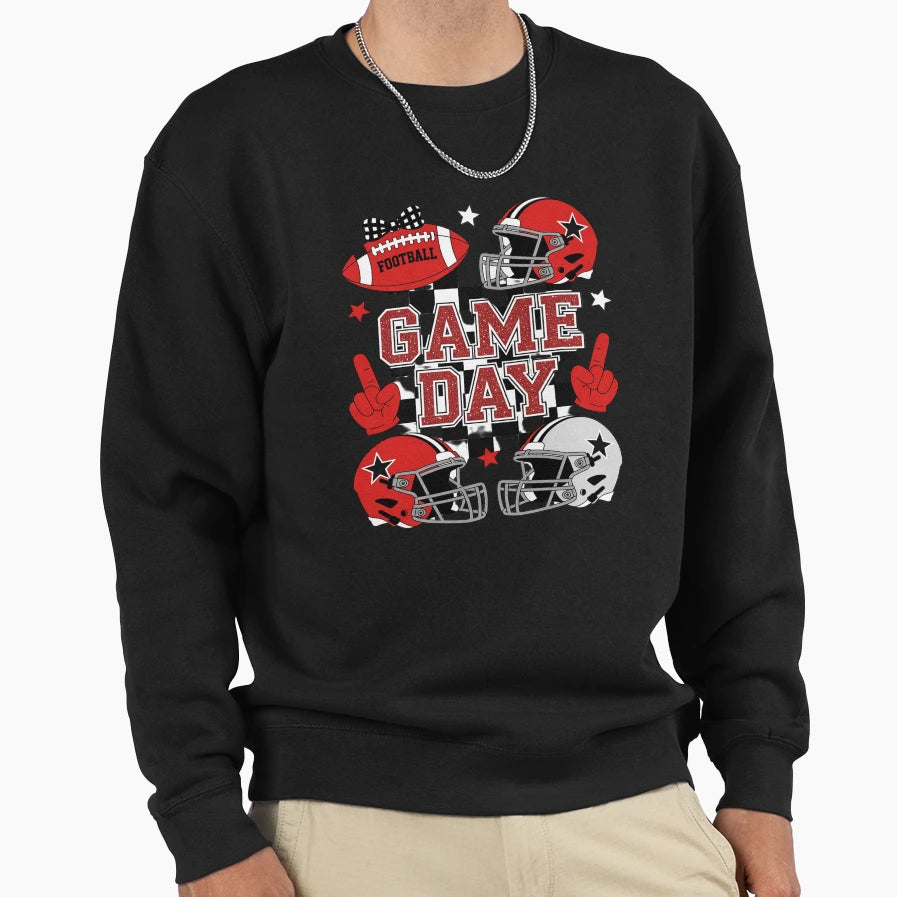 Game Day Football Checkered Team Sweatshirt - Trendy Graphic for Adults - T-Shirt, Sweatshirt, Hoodie