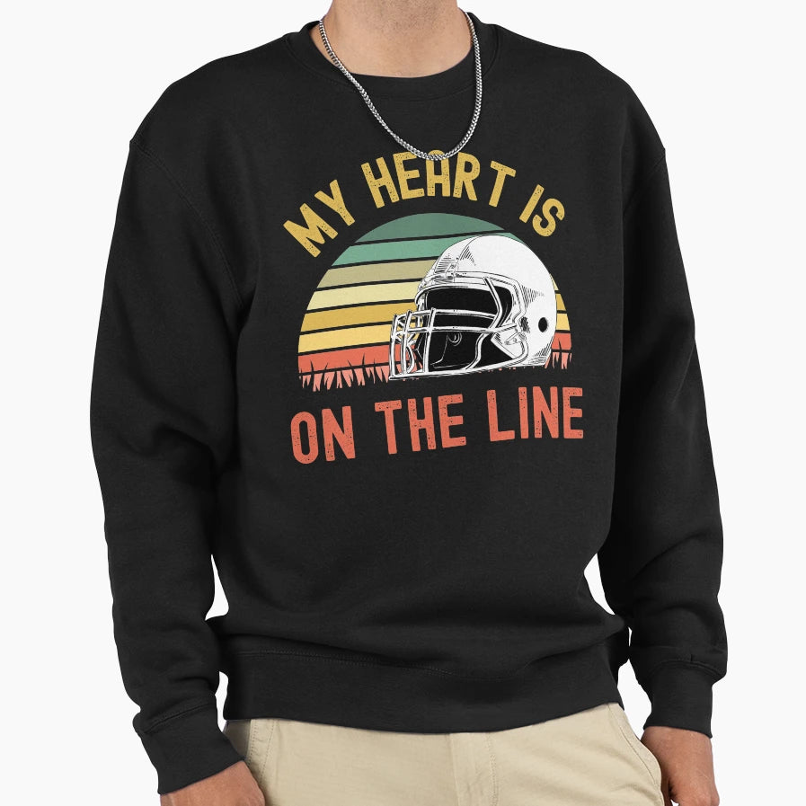 My Heart Is Line Football Offense Sweatshirt - Graphic Print for Adults - T-Shirt, Sweatshirt, Hoodie
