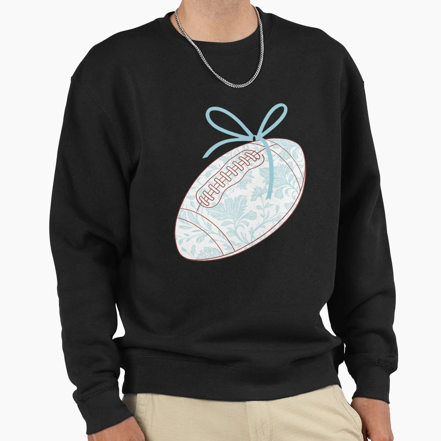 Football Coquette Bow Game Day Sweatshirt - Minimalist Print Unisex - T-Shirt, Sweatshirt, Hoodie