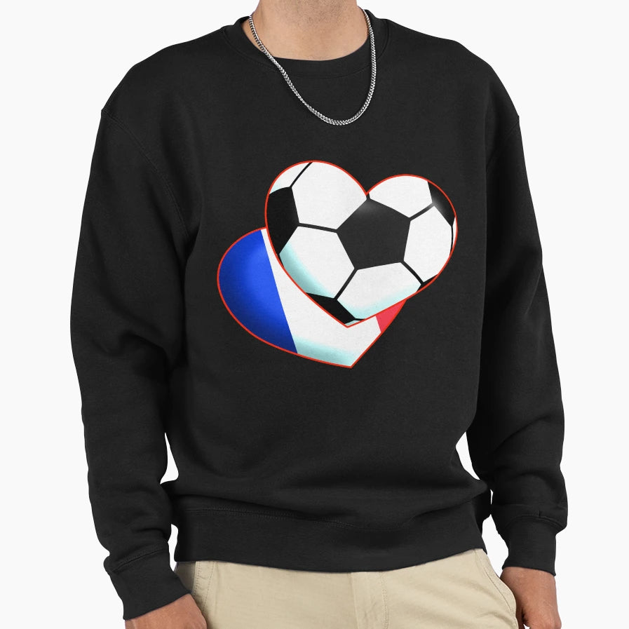 Football Heart France Sweatshirt - Custom Art Print Men Women - T-Shirt, Sweatshirt, Hoodie