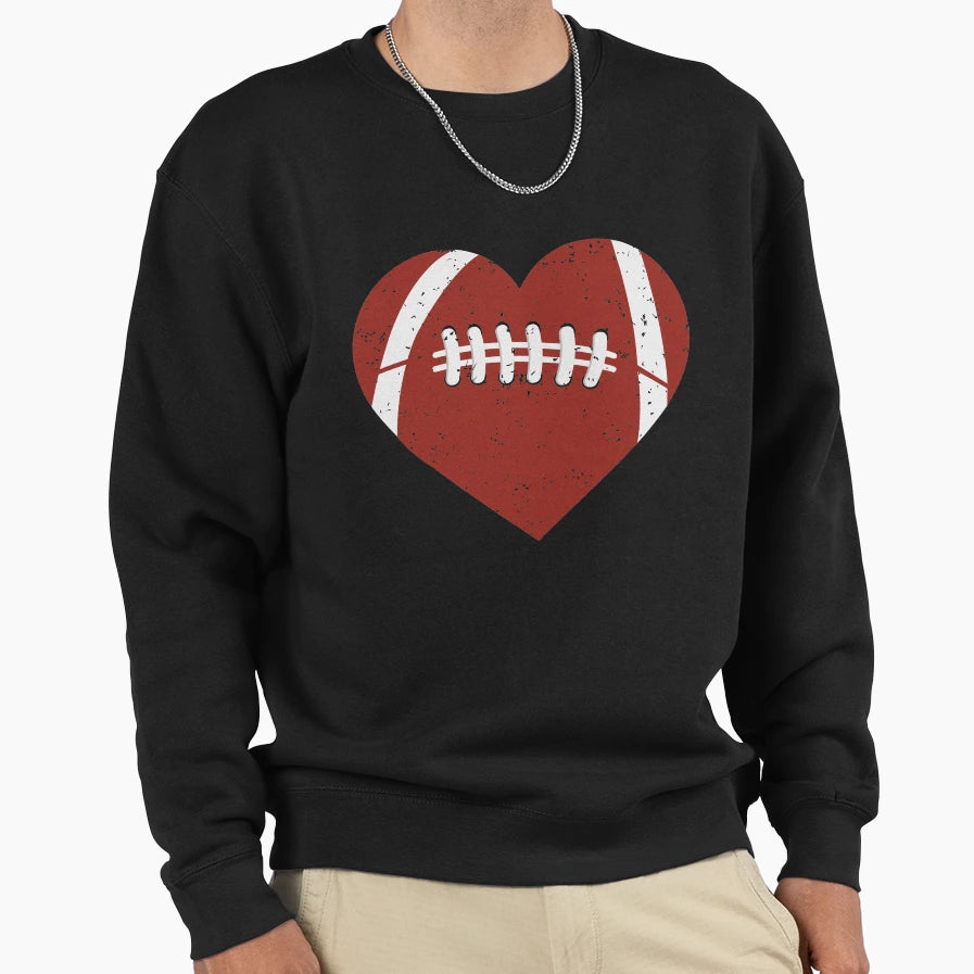 American Football Heart Gift Sweatshirt - Aesthetic Graphic Men Women - T-Shirt, Sweatshirt, Hoodie