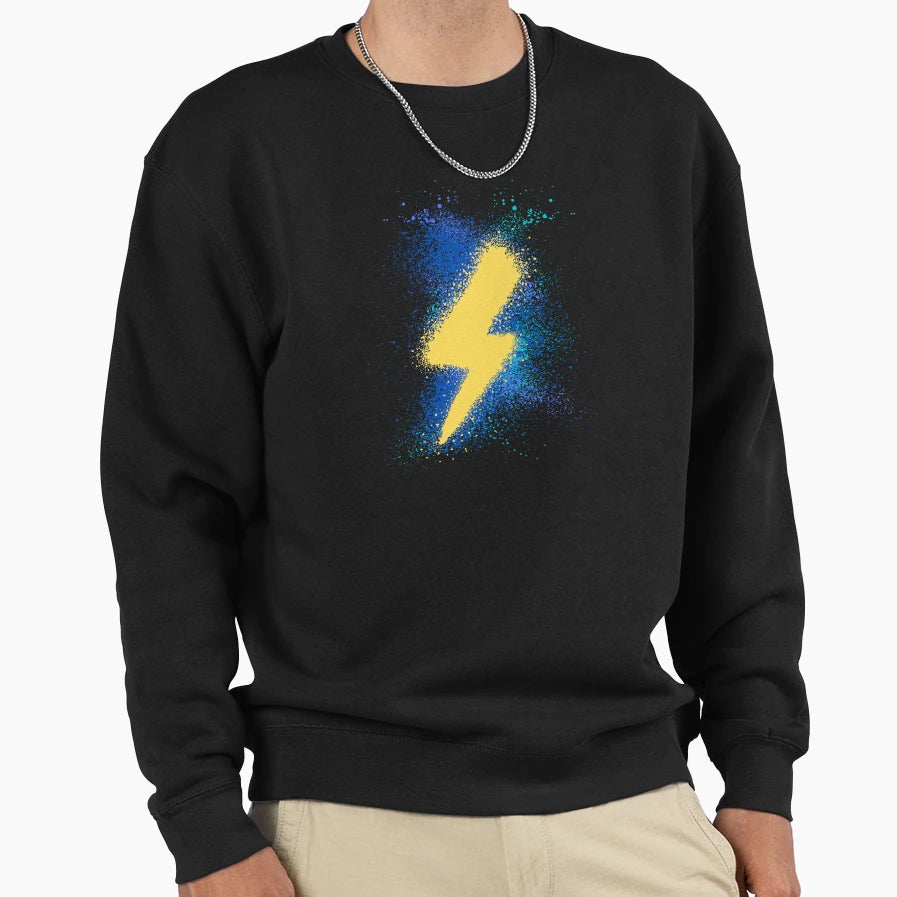 Lightning Bolt Spray Paint Sweatshirt - Trendy Graphic Unisex - T-Shirt, Sweatshirt, Hoodie