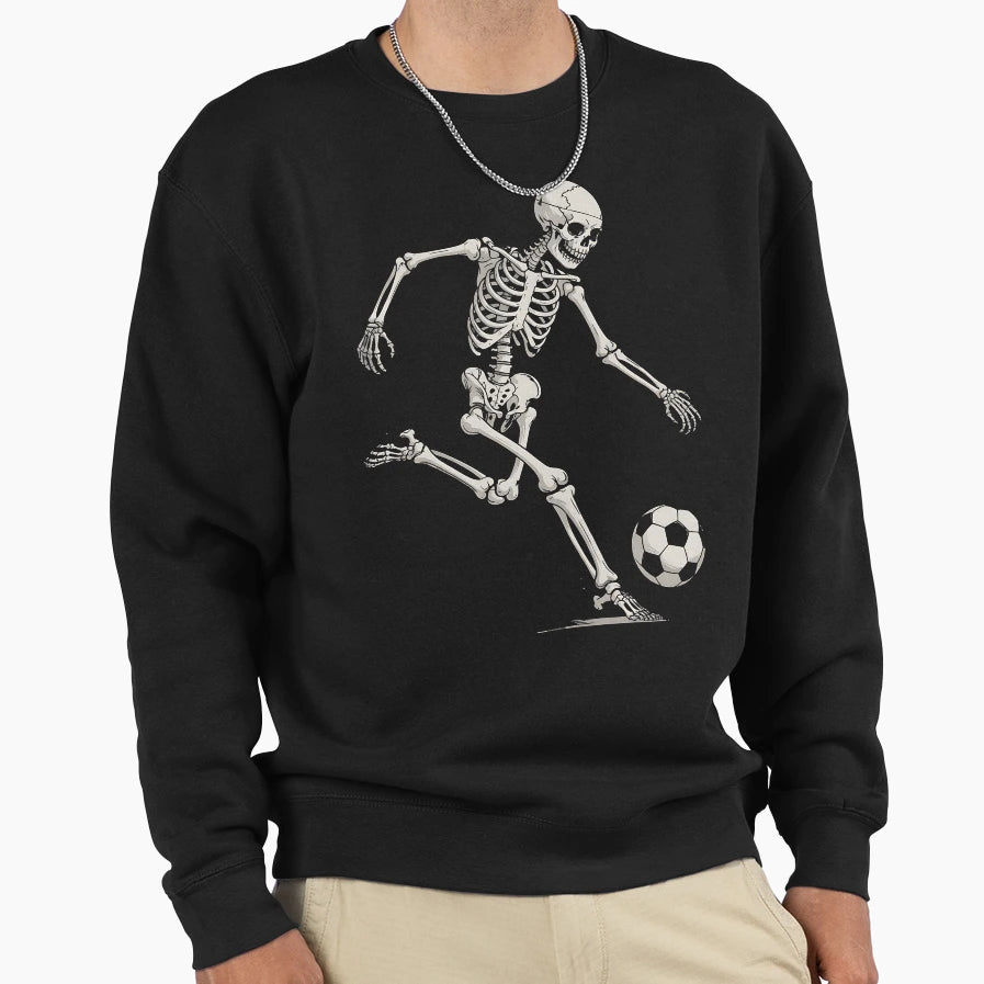 Skeleton Soccer Halloween Costume Sweatshirt - Custom Art Print Men Women - T-Shirt, Sweatshirt, Hoodie