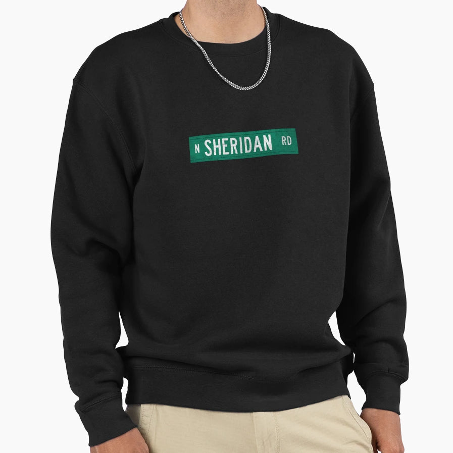 Sheridan Road Chicago Street Sign Sweatshirt - Casual Everyday Wear Unisex - T-Shirt, Sweatshirt, Hoodie