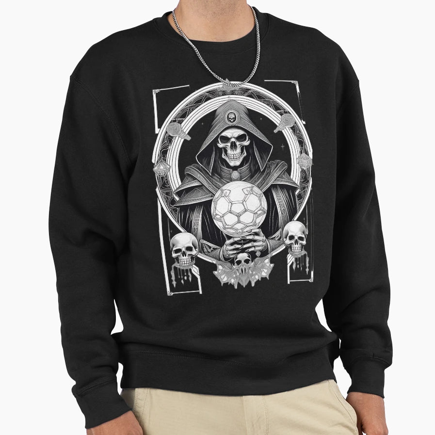 Gothic Lich Necromancer Crystal Ball Sweatshirt - Custom Art Print Unisex - T-Shirt, Sweatshirt, Hoodie
