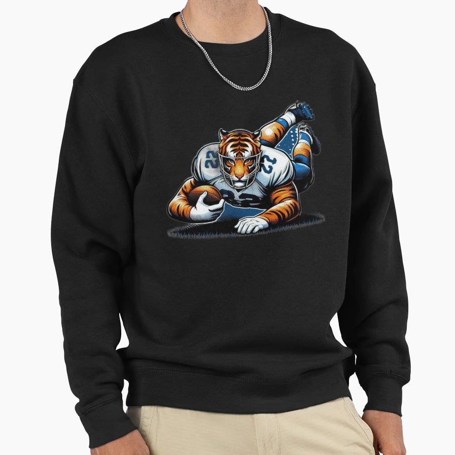 American Football Tiger Player Sweatshirt - Aesthetic Graphic Men Women - T-Shirt, Sweatshirt, Hoodie